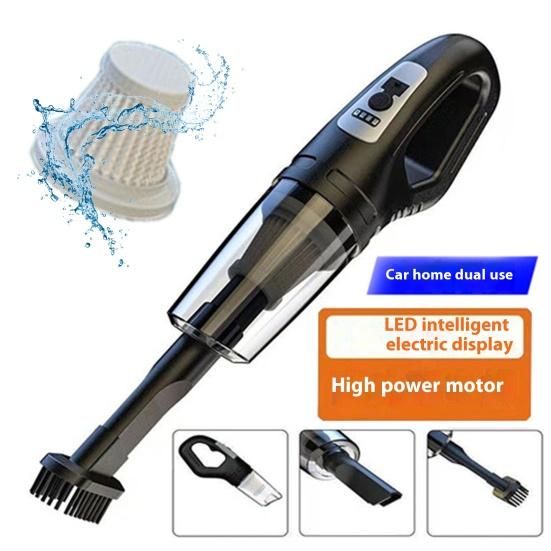 Автомобильный пылесос с беспроводной зарядкой через USB, долгим сроком службы аккумулятора, моющимся фильтром и мощным всасыванием.
