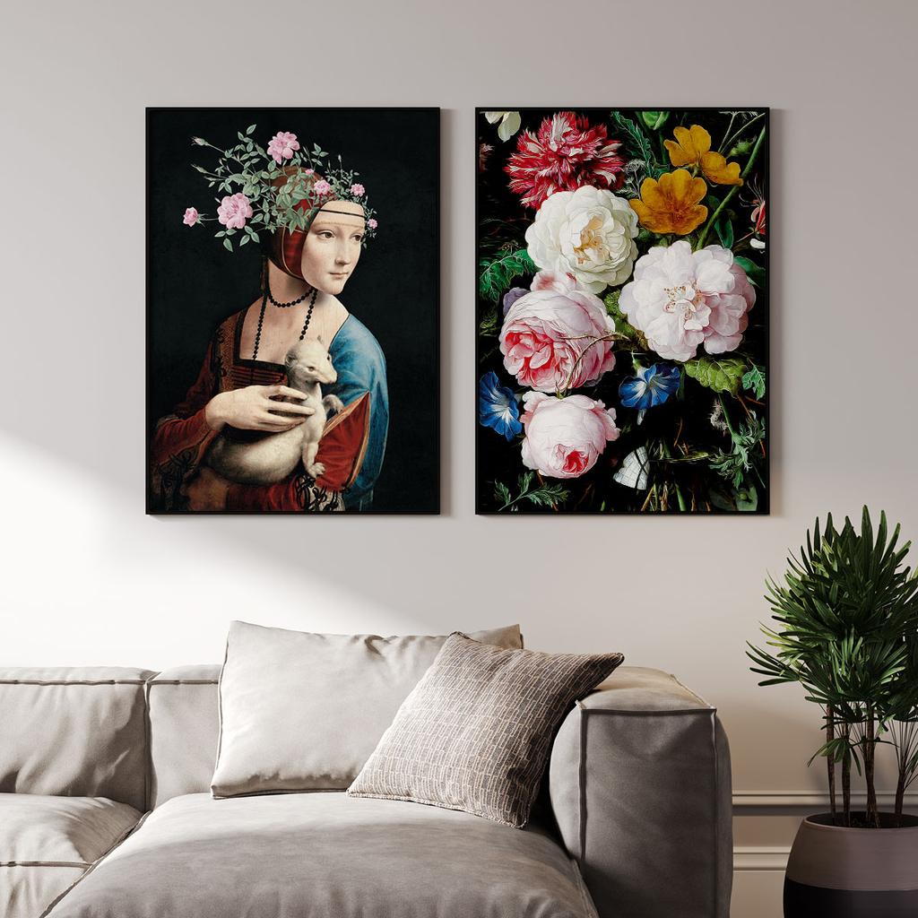 Zestaw dwóch plakatów kwiaty portret