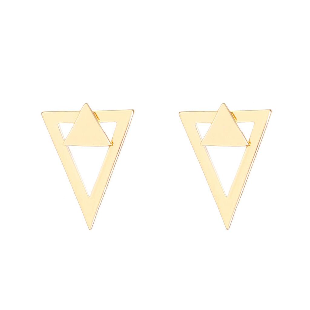 Геометрические двухслойные серьги с бриллиантами в форме треугольника для женщин