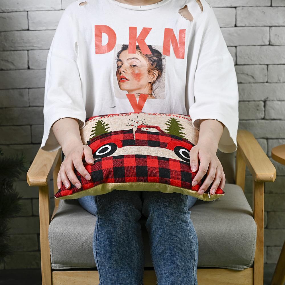 Чехол для подушки с изображением рождественской елки в красную и черную клетку для рождественского украшения, без чехла для подушки