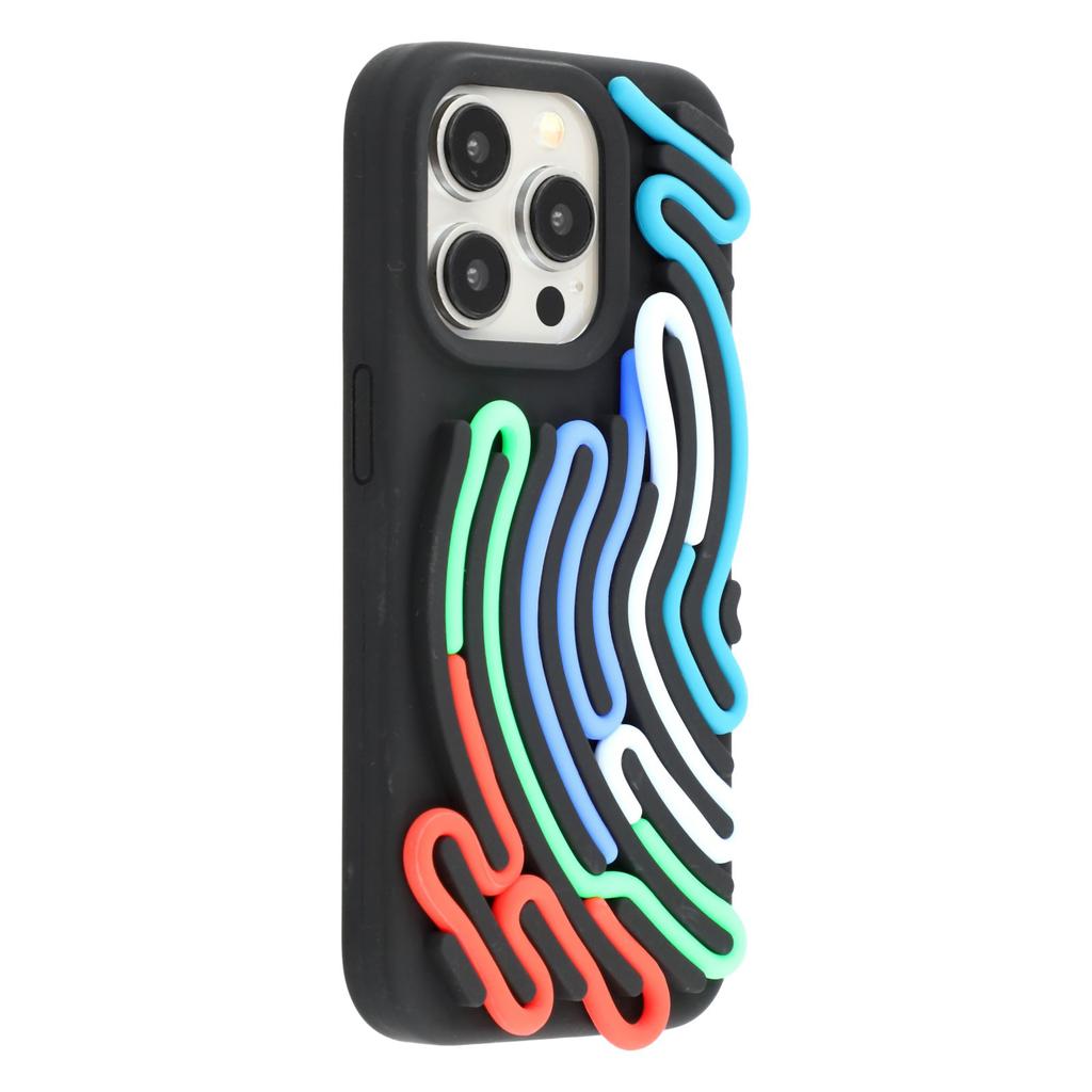 For iPhone 14 Pro Max Case 3D Stress Relief DIY Colorful Bar Silicone PC Phone Cover Arc Stripe