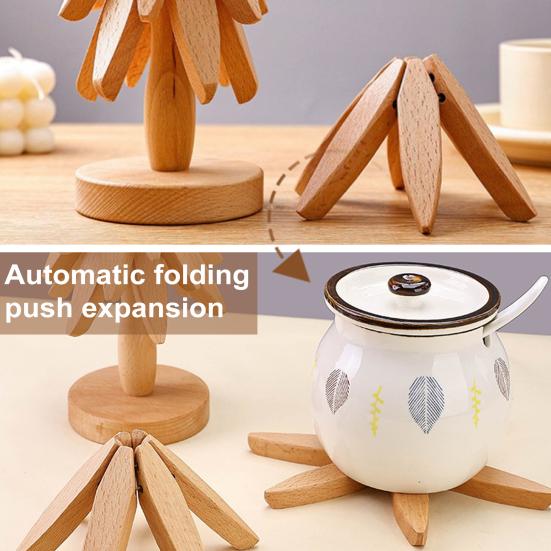 5Pcs Wooden Tree-Shaped Coasters with Base Heat-resistant Drink Placemats Pot