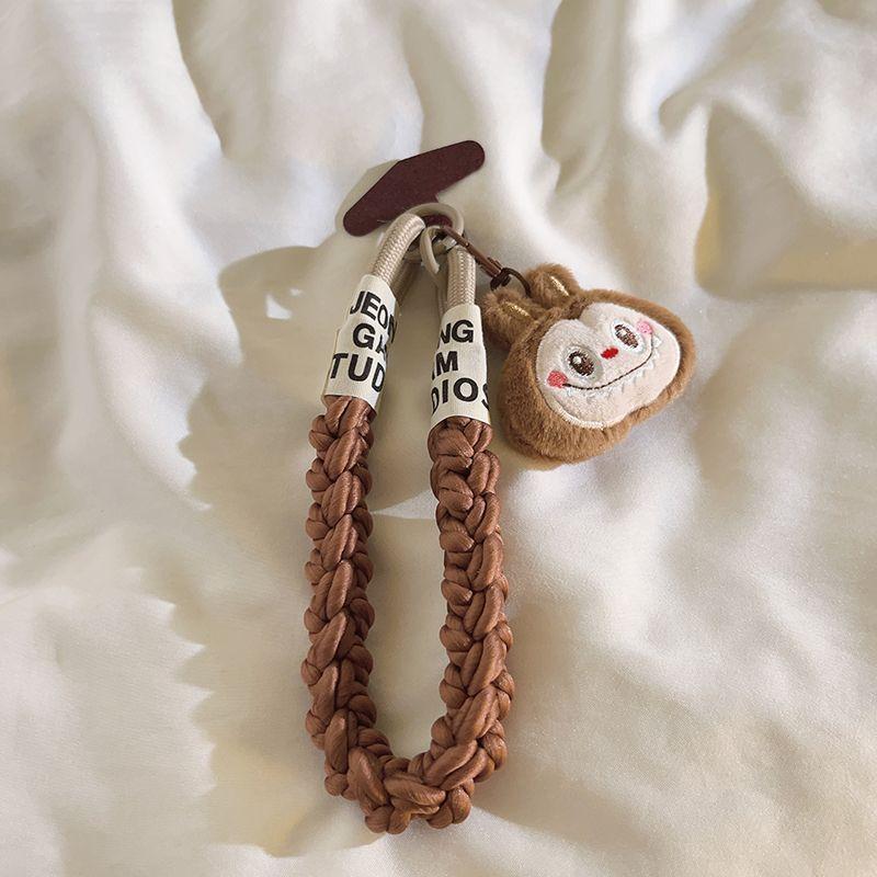 Girl Cute White Rag Cloth Head Pendant Mobile Phone Case Lanyard Wrist Strap Fried Dough Twists Rope Car Key Chain Universal