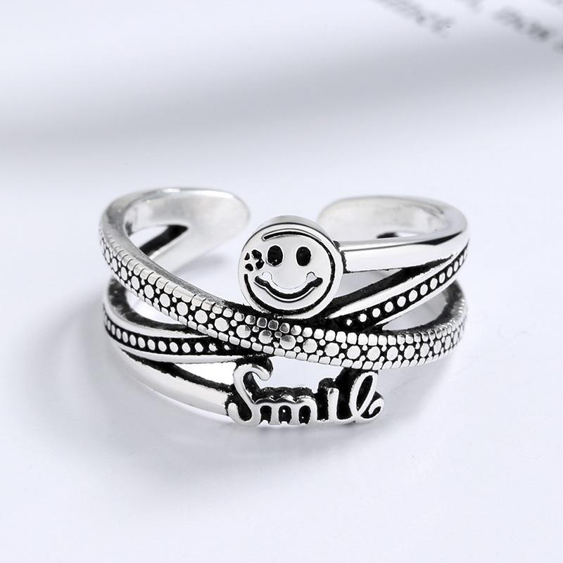 Korean Smiley Braided Multi-layered Ring for Women with Fashionable Temperament Open Index Finger Ring