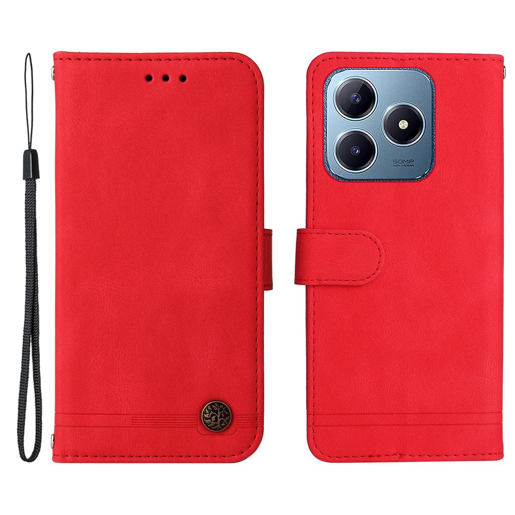 Для Realme Note 60x 4G/C63 4G/C61 4G/Note 60 Кожаные чехлы-кошельки Чехол для телефона с тактильным покрытием Подставка с ремешком