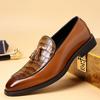Британские Мужские Остроносые Кожаные Туфли с Узором под Крокодила Business Casual Для Мужчин Лоферы с Кисточками Формальная Свадебная Обувь