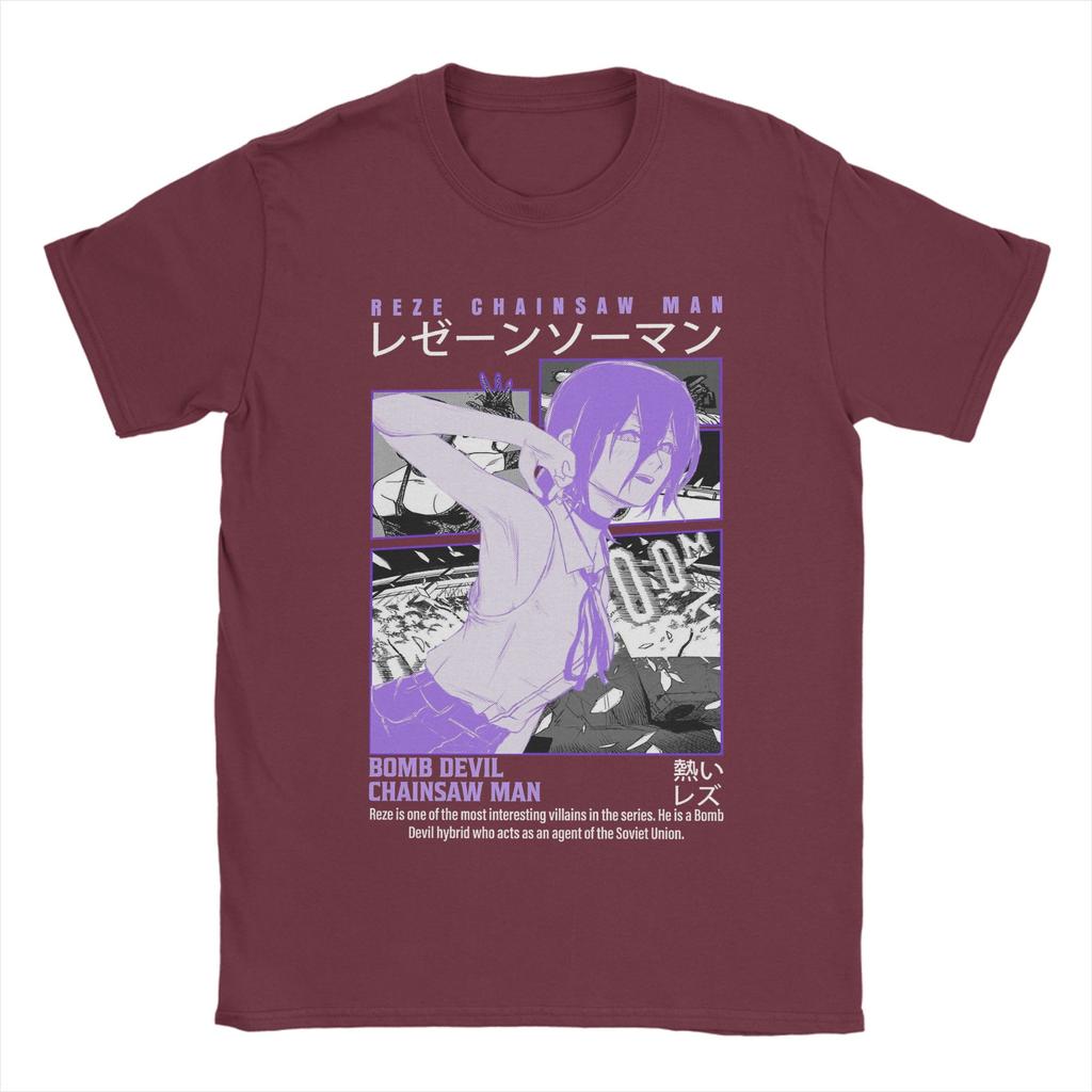 Крутые футболки с Резе из фильма «Человек-бензопила» для мужчин, с круглым вырезом, из чистого хлопка, с коротким рукавом, уникальные топы