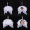 Heat Transfer Printed Heart-shaped Feather Pendant Heart/Round Shaped Christmas Pendant Feather Wing Decorations