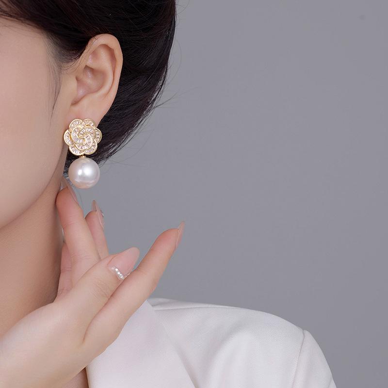 Простые атмосферные серьги-пусеты с жемчугом, круглые, персонализированные, большие, как у знаменитостей, атмосферные, с крупным жемчугом, интернет-знаменитость