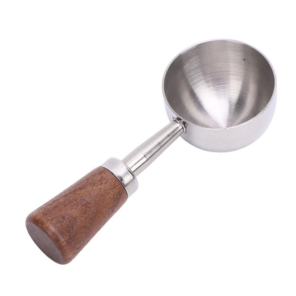 304 Stainless Steel Bean Tea Scoop Short Wooden Handle Stainless Steel Scoop For Loose Leaf Tea