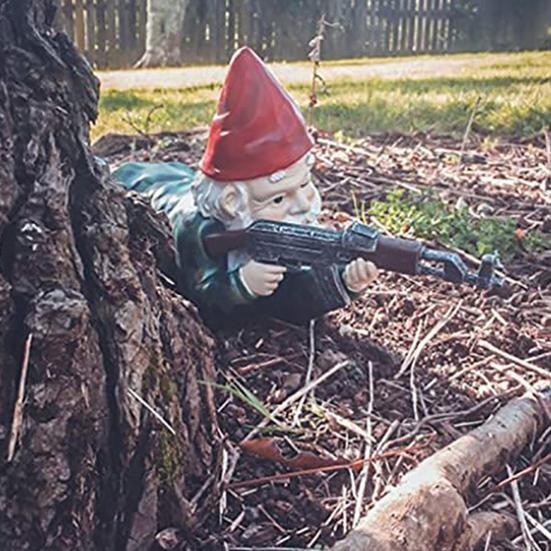 Садовый стрелок гном статуя смола снайпер гном украшение военный гном