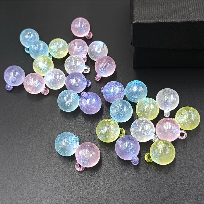 Beads Fine Shimmer Luminous Acrylic Materials DIY Accessories 10Pcs Handmade Round Creative Bubble Bracelet Necklace Making Pendant