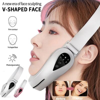 V-образный массажер для формирования лица, пояс для подтяжки подбородка, светодиодная фотонная терапия, вибрация для похудения лица, двойной редуктор для подбородка, подтяжка лица, двойной электрический аппарат для подтяжки лица