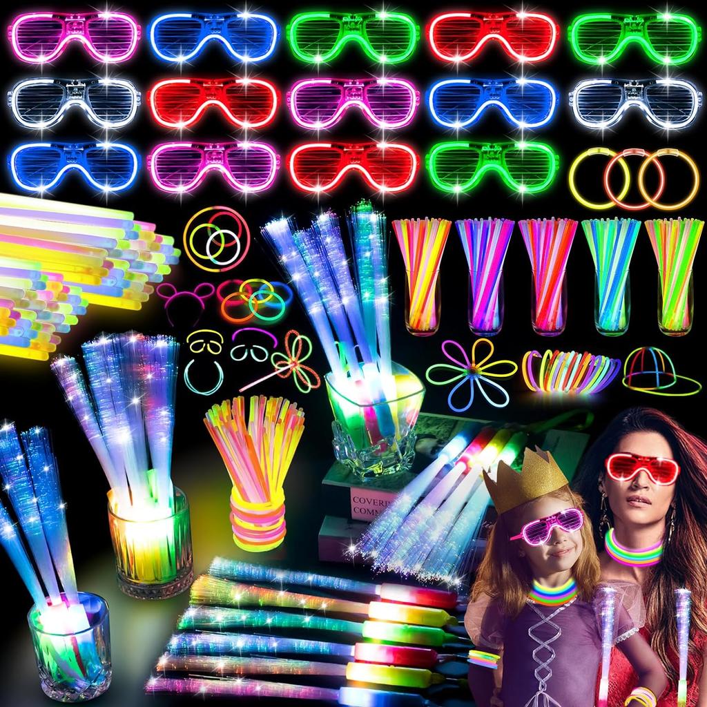 70-240PCS Glow Party Supplies LED Glasses Glow Fiber Optic Wands Glow Sticks Bracelets for Concert Neon Party Wedding Favors