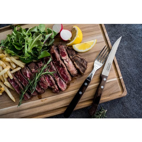 Tramontina Нож для стейка и вилка столовая, Темный, Можно мыть в посудомоечной машине, Сделано в Бразилии, Поливуд, 21100/495 21102/490 TRAMONTINA