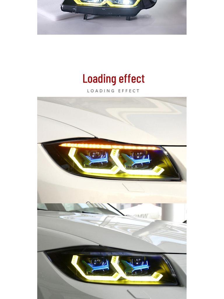 BMW 3 Series E90 LED Headlights: Fits '05-'12, with RGB Daytime Running Lights & Flowing Turn Signals.