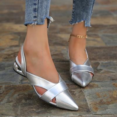 Женские туфли-мюли с острым носком, женские сандалии на плоской подошве, повседневные шлепанцы, модные летние новые пляжные женские шлепанцы 2024 года, лето 2024