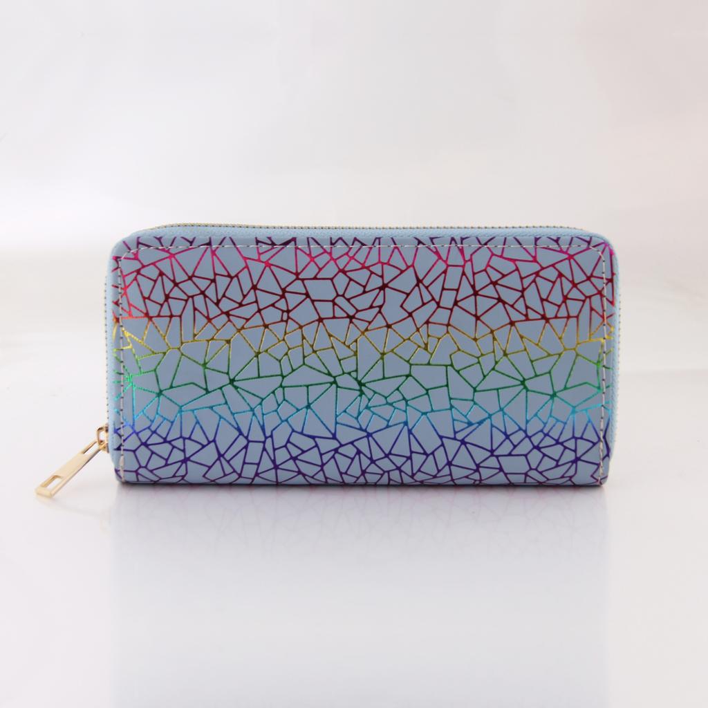 Chessboard Laser Long Zipper Wallet Colorful Wallet