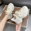 Новые сетчатые дышащие однотонные модные женские туфли с перекрестными ремешками на толстой подошве, износостойкие, удобные повседневные кроссовки для бега