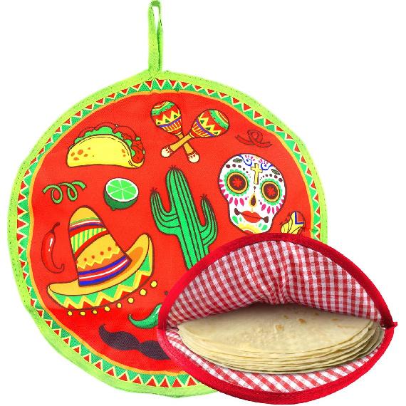 ZKOO 12" Tortilla Warmer Pouch, ulated Tortillas Pouch for Tortillas, Tacos, Naan, Pizza Rolls, Microwavable Fabric Bag, Tortilla Warmer Keeps Food