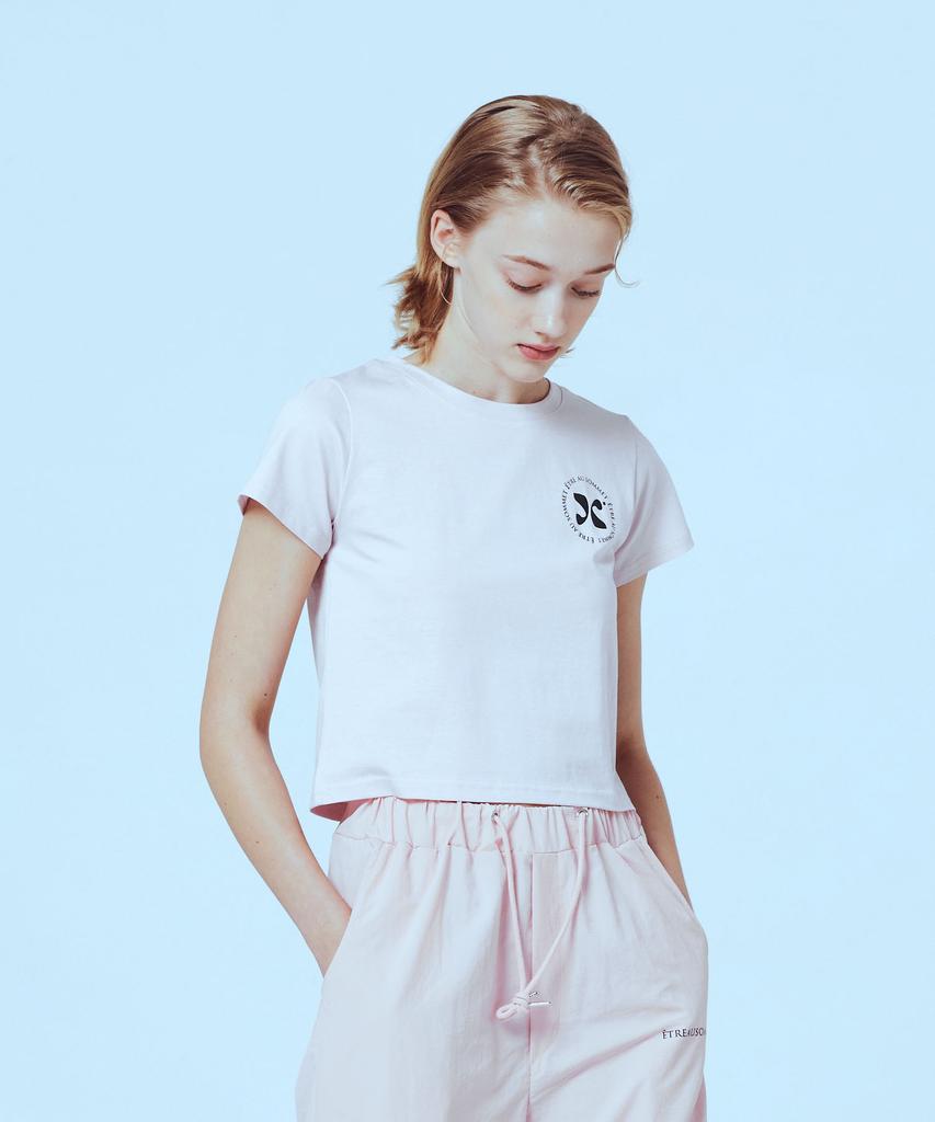ETRE AU SOMMET Premium Silket Circle Logo Half Tee (Light Pink)