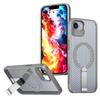 For iPhone 16e Magnetic Case Kickstand Grid Texture TPU PC Phone Back Cover