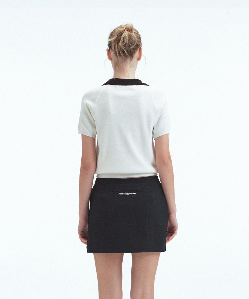 REST&RECREATION V-Neck Collar Knit Top - White