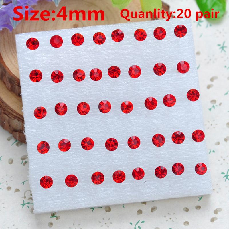 Модные разноцветные серьги для девочек, 20 пар в упаковке, серьги-гвоздики со стразами, модные милые женские серьги-гвоздики с кристаллами