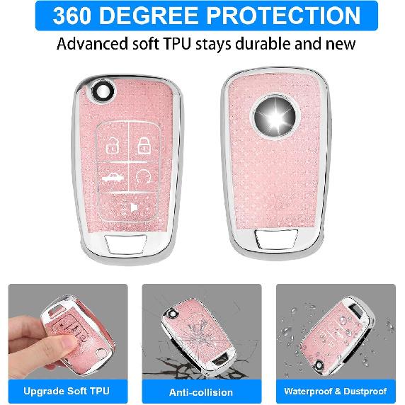 QBUC Чехол для брелока Chevy с брелоком-алмазом, для Chevrolet Equinox Malibu Camaro Cruze Impala GMC, для Buick LaCrosse Regal Allure Ключ