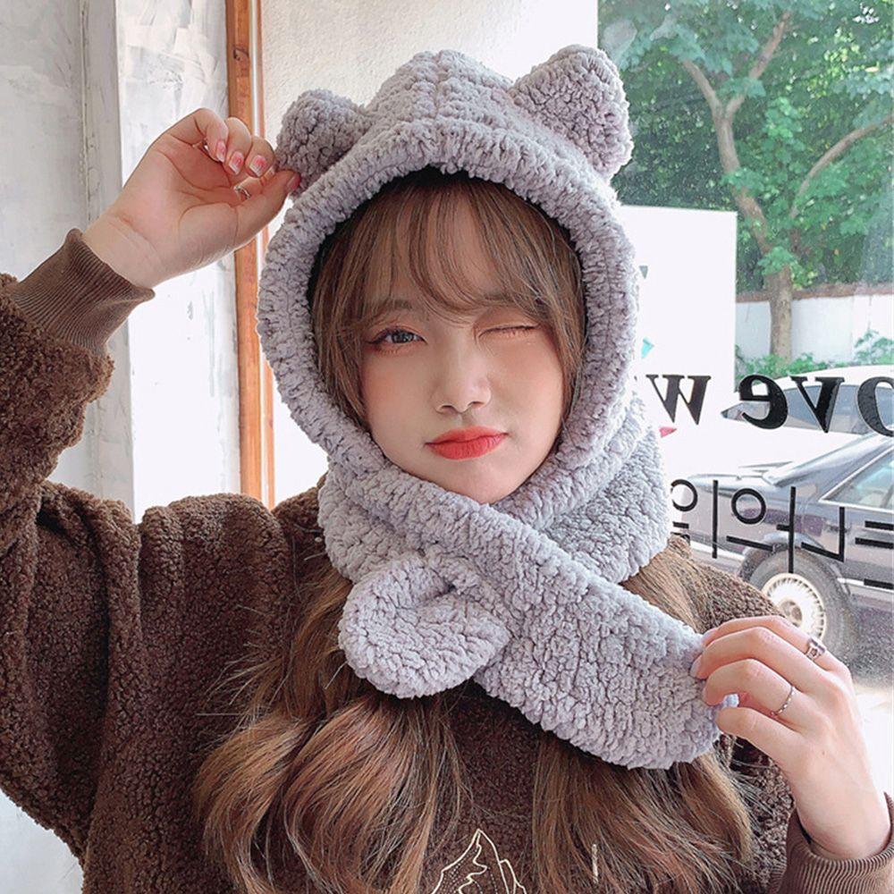 Warm Plush Cute Beanies Caps Earflap Earmuff Bear Ear Hat Winter Hats