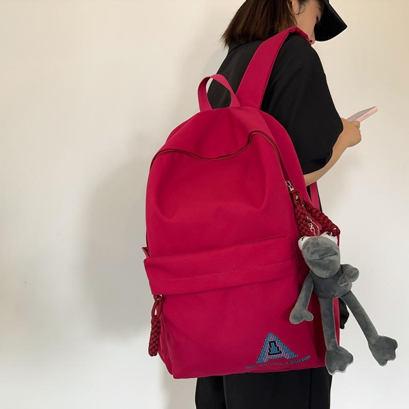 Студенческая школьная сумка, женский рюкзак большой емкости, однотонный мужской рюкзак