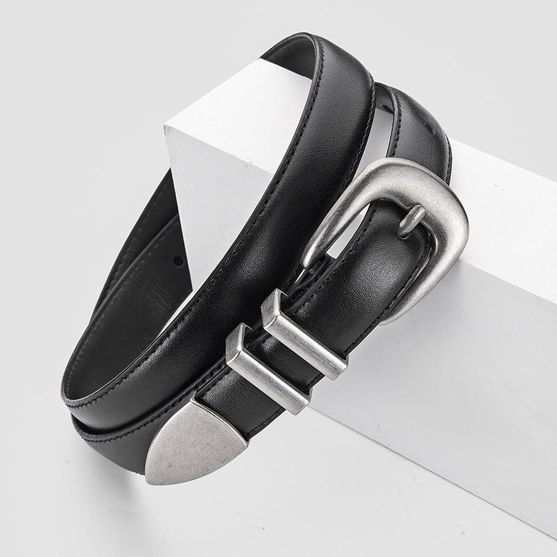 Женский кожаный универсальный декоративный ремень с пряжкой в виде подковы, тонкий, из коровьей кожи, для джинсов, женский тренд