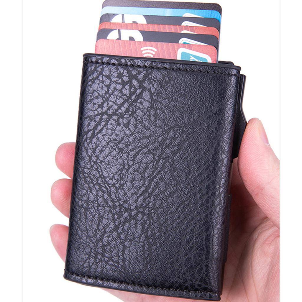 PU RFID Blocking Money Wallet Automatic Pop-up Credit Card Holder Business Purse Gift Cash Pocket for Men Women