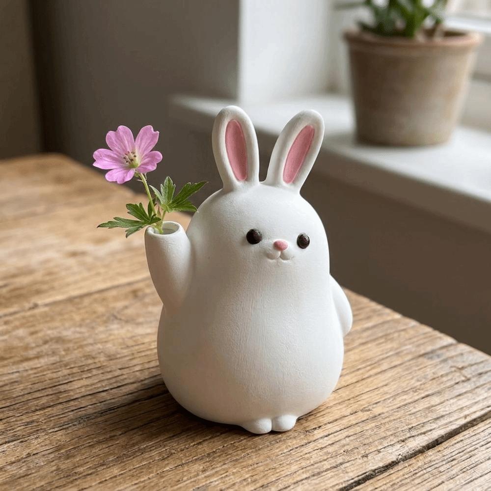 Kawaii Succulent Planter 3D Printed Small Flower Pot Creative Plastic Rabbit Vase Bedroom