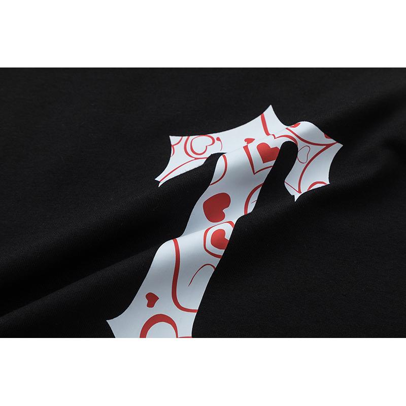 675 Trapstar London 2025 Лето Новая Высококачественная Хлопковая Круглая Горловина Свободная Футболка Большого Размера Для Мужчин и Женщин Парная Футболка