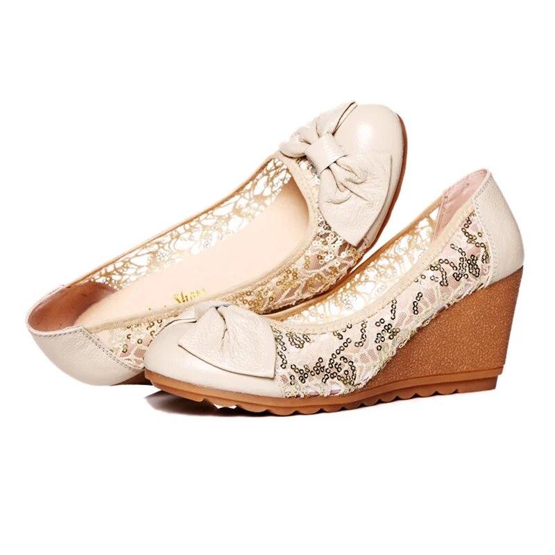 2024 летняя обувь, женские босоножки на высоком каблуке из натуральной кожи на танкетке, элегантные женские босоножки на танкетке 7 см