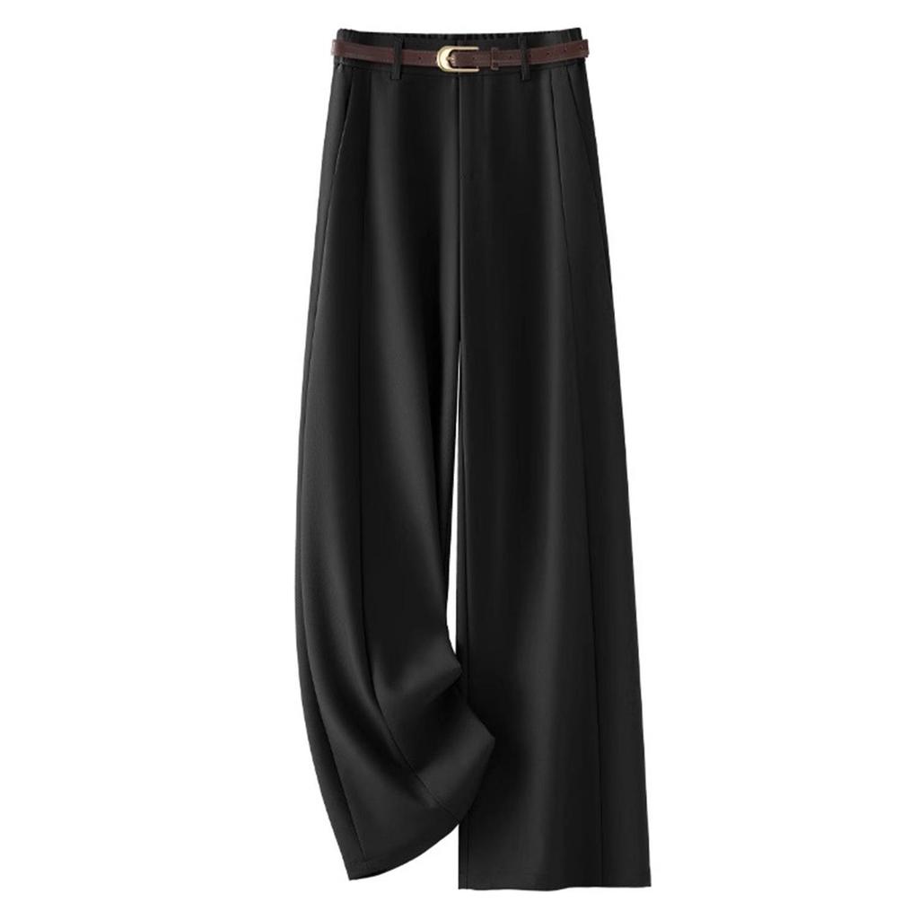 Бежевые женские брюки палаццо с высокой посадкой и драпировкой - Коллекция весна/лето 2025