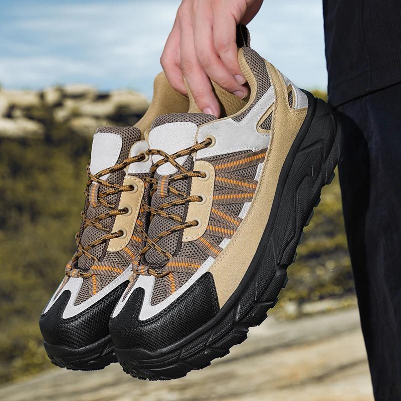 Модные дышащие уличные кроссовки на толстой подошве для скалолазания, кроссовки для тренировок в пустыне, большие размеры 39-48, походная обувь для мужчин, нескользящая