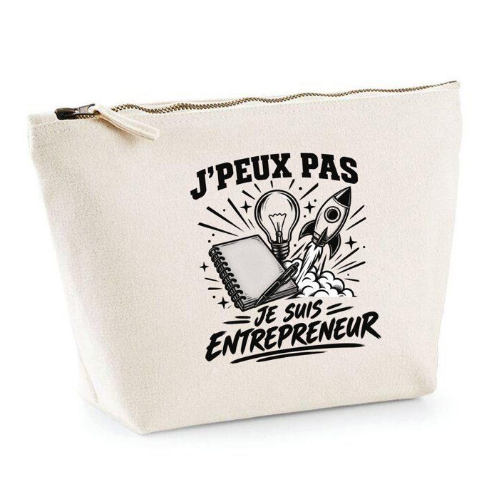 Trousse de toilette - PLANETEE - J'peux pas minimaliste - 100% coton beige - 3 L (28×19×9 cm) - Zip métal