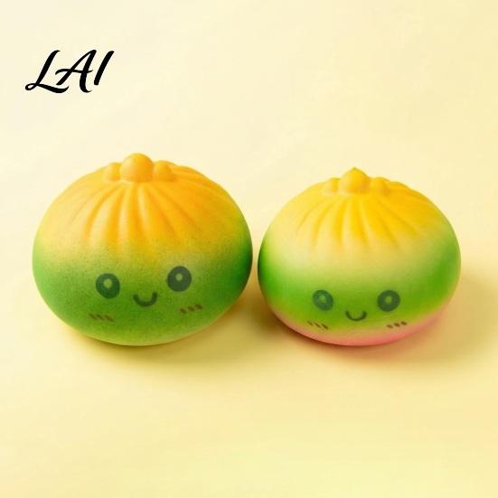 Stress Relief Gadget Rainbow Steamed Bun Fidget Toy Relieving Cartoon Smiling Stuffed Shape Squeeze Simulated Dumpling Dough Ball Office Desk Sensory