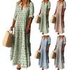 Maxi Dress Charming Stand Collar Soft Long Dress Casual Loose Boho Print Maxi Dress Maxi Dress Streetwear