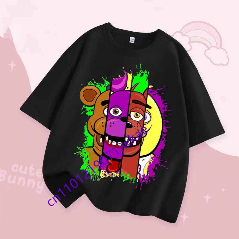 Детская милая летняя футболка с коротким рукавом 'Five Nights at Freddy's' для мальчиков и девочек, детская одежда
