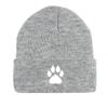 White Cat Paw Print Print Knitted Cap Beanie, Man Cap Stretchy Winter Simple Bobble Hat Knit Hat Beanie