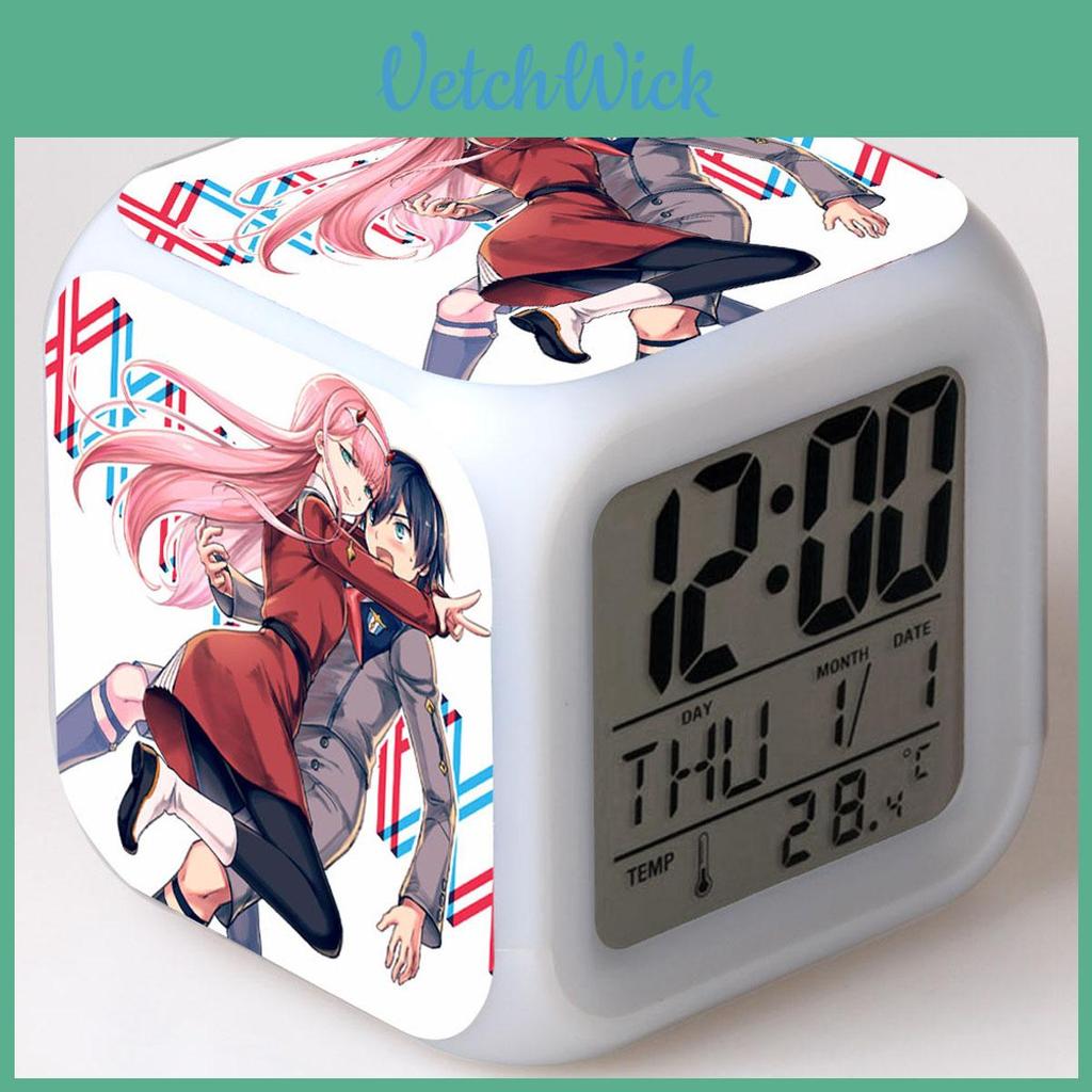 Charming Darling In The Franxx Multi-function 7color Led Alarm Watch Clock Ideal For Gifting