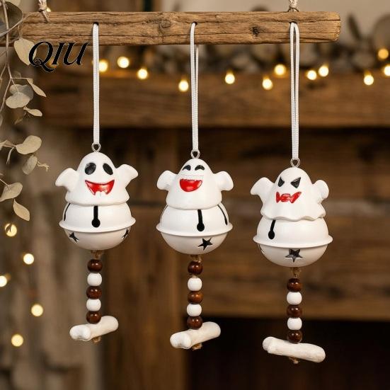 Halloween Hanging Decorations Ghost Bell Decor, Cute Resin Door Ornament with Star Base, Decor for Home Spooky Festive Hanger Party, Trick or