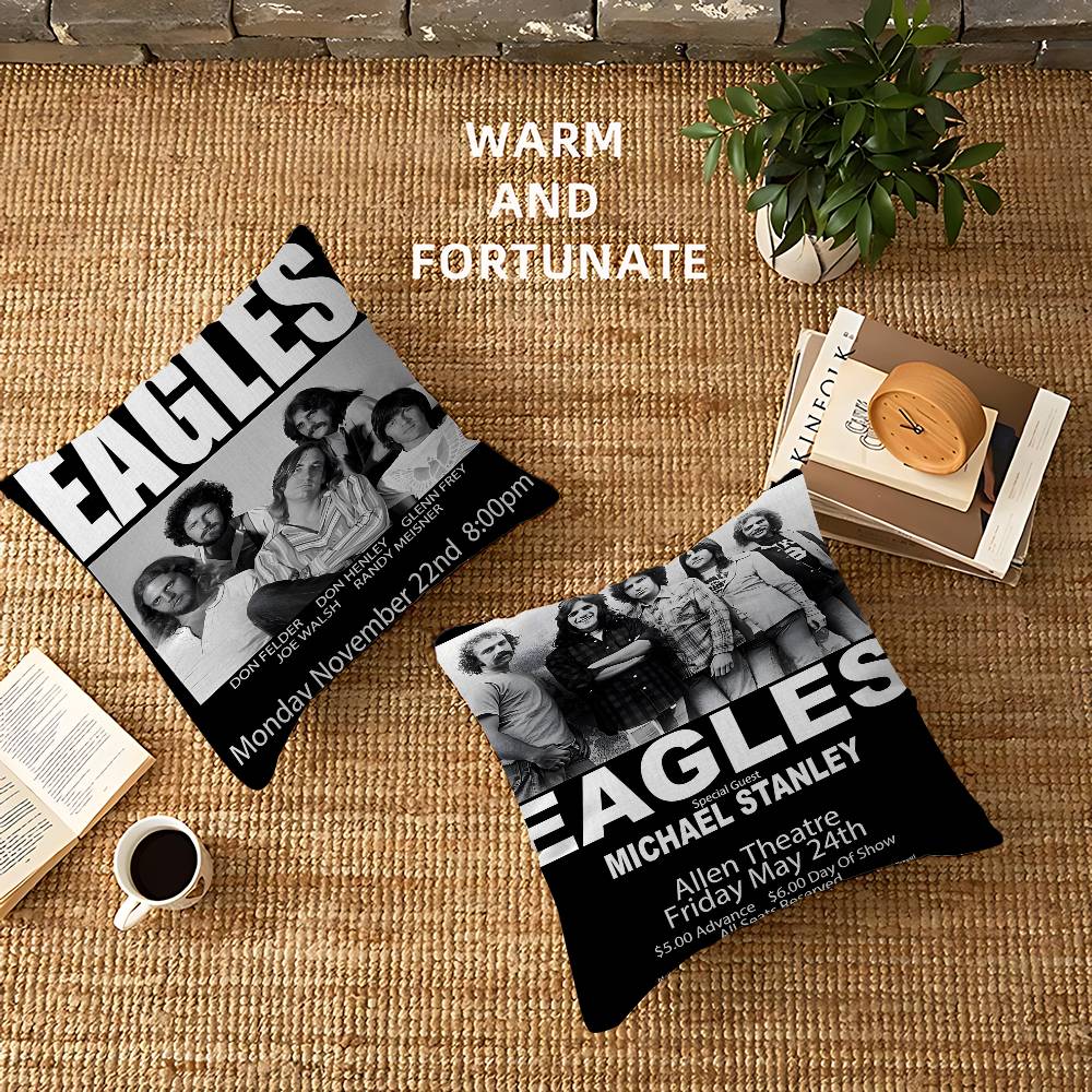 E-Eagles Band Singer Retro Pillow Case Cushion Cover Car Throw Pillow Case For Sofa Car Christmas Gift 40x40cm 45x45cm