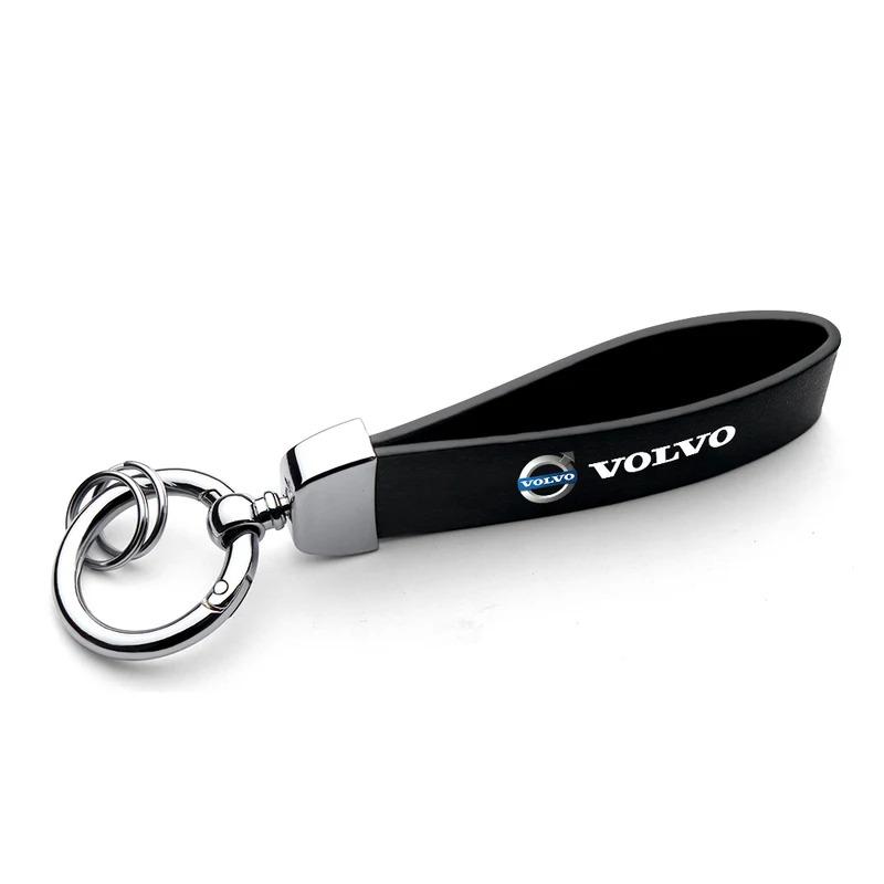 For Volvo XC60 V40 S60 V50 V60 C30 soft Pu Leather Keychain Metal Waist Hanging Key Holder Organizer For Creative Small Gifts