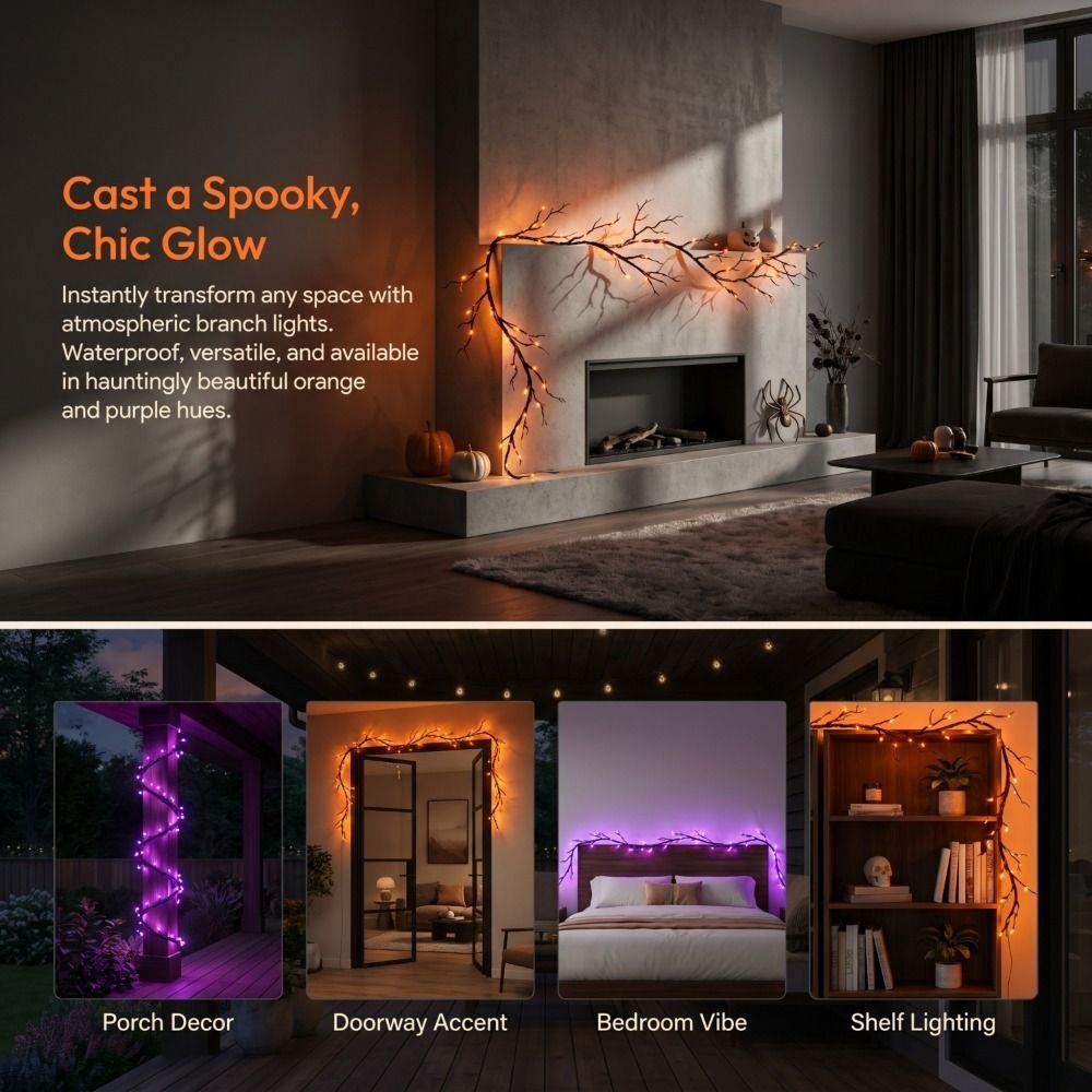 Imitation Twig Halloween Ghost Festival Lighting Bat Twig Lights Spooky Decorations