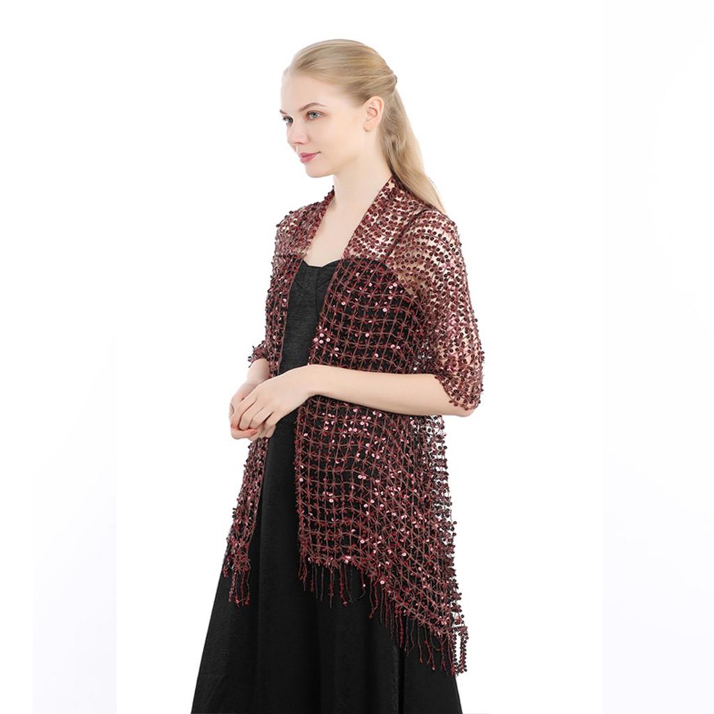 Fashion Summer Wedding Party Shawl for Woman Tassels Trim Wrap Casual Shawls with Shinning Sequins Female Supplies