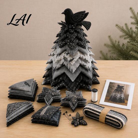 Home Decor Sewing Crafts Bird Christmas DIY Quilted Kit Tree Patchwork Fabric Craft Handmade Holiday